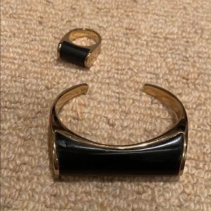 J.Crew black stone ring and bracelet set